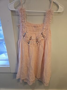 Girls Rose Pink Sundress with Rosette Details
